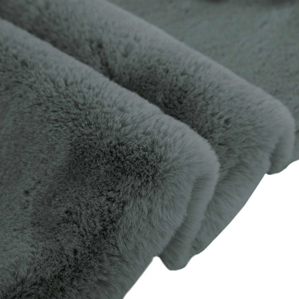 Luxe Home International Super Soft Rabbit Fur Rug - Non-Slip, Super Soft Floor Mat - 135x90 cm Faux Fur Rug for Living Room, Bedroom, Nursery, and Decorative Floor Covering - 90x135 cm, Grey