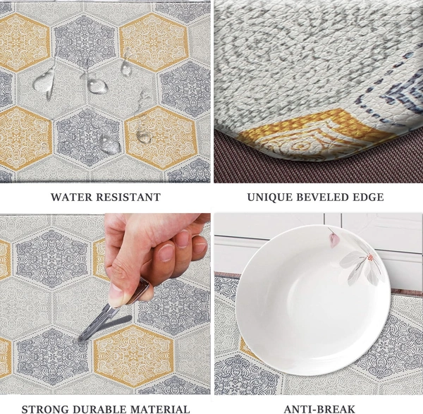 Luxe Home International Anti-Fatigue Kitchen Mat Non-Slip Cushioned Comfort Mat - Geometric Pattern Standing Desk Mat - Waterproof and Easy to Clean for Home and Office - 51x99 cm, Honeycomb