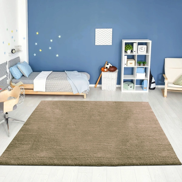 Luxe Home International Ultra Soft Microfiber Area Rug - Non-Slip, Carpet for Living Room, Bedroom, and Home Decor - 6X9, Beige