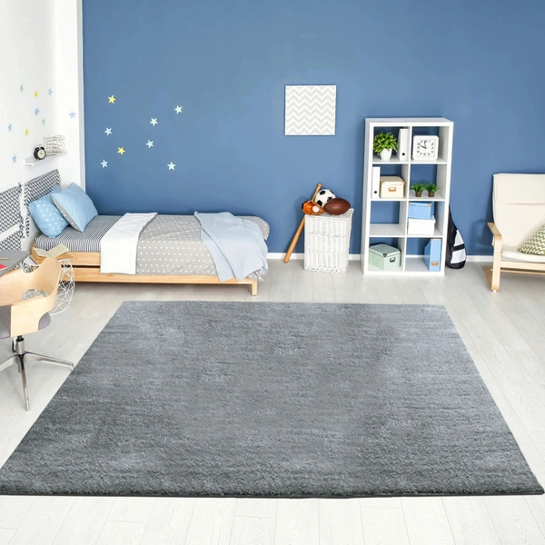 Luxe Home International Ultra Soft Microfiber Area Rug - Non-Slip, Carpet for Living Room, Bedroom, and Home Decor - 6X9, Silver