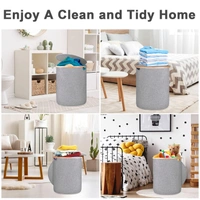 Luxe Home International Laundry Basket for Clothes Foldable, Waterproof Premium Bamboo Laundry Basket with Lid, Perfect for Bathroom, Bedroom, Kitchen (Round) Grey - 45x45x50 cm, Grey