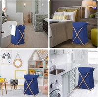 Luxe Home International Laundry Basket for Clothes, Premium Bamboo Big Storage Bag with Lid Multipurpose Used In Laundry Rooms, Bedrooms, Bathrooms (40x70 cm, Navy Blue) - 40X36X70CM, Navy Blue