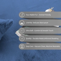 Luxe Home International Rabbit Fur Super Soft Non Slip Floor Runner for Bedroom - 2x5 Ft, Blue