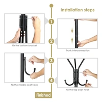 Luxe Home International Coat Rack Hanger Stand with Hooks for Clothes, Bedroom Corner, Living Room, Office (Black) - 170 x 45 x 45 cm, Black