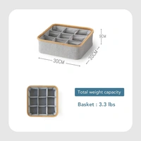 Luxe Home International Storage Box for Clothes, Polyester and Bamboo Frame Foldable Multipurpose Use Kitchen, Bathroom Organizer Boxes Toys, Other Supplies - 30x30 cm, Grey