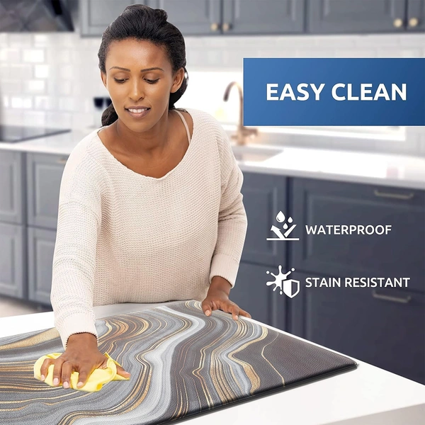 Luxe Home International Anti-Fatigue Kitchen Mat Non-Slip Cushioned Comfort Mat - Geometric Pattern Standing Desk Mat - Waterproof and Easy to Clean for Home and Office - 45x75 cm, Waves