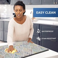 Luxe Home International Anti-Fatigue Kitchen Mat Non-Slip Cushioned Comfort Mat - Geometric Pattern Standing Desk Mat - Waterproof and Easy to Clean for Home and Office - 45x75 cm, Leaf