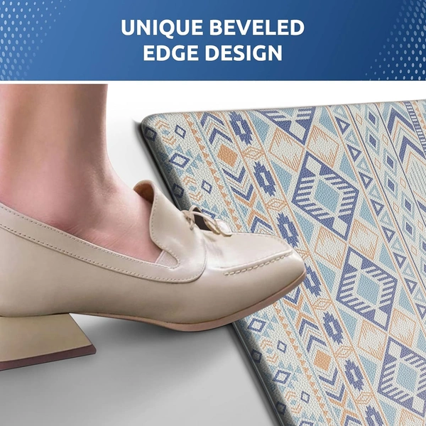 Luxe Home International Kitchen Mat Anti-Fatigue Non-Slip Cushioned Comfort Mat - Geometric Pattern Standing Desk Mat - Waterproof and Easy to Clean for Home and Office - 51x99 cm, Multi