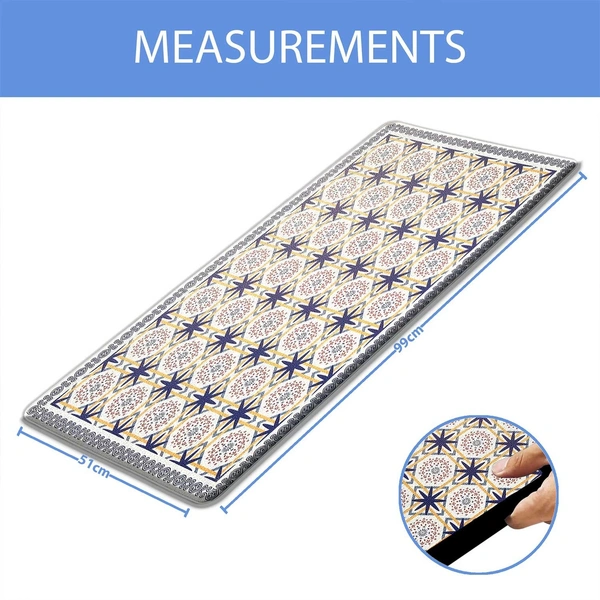 Luxe Home International Anti-Fatigue Kitchen Mat Non-Slip Cushioned Comfort Mat - Geometric Pattern Standing Desk Mat - Waterproof and Easy to Clean for Home and Office - 51x99 cm, Patcrn