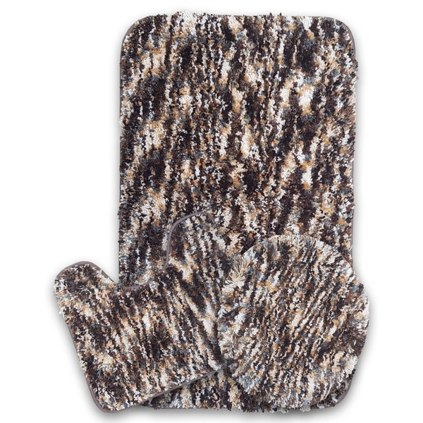 Luxe Home International Bath mat Super Soft Anti Skid Hawaii Contour Set of 3 Piece Rugs for Bathroom (Walnut, Large) - 60x90 cm, Walnut