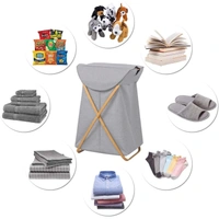 Luxe Home International Laundry Basket for Clothes, Premium Bamboo Big Storage Bag with Lid Multipurpose Used In Laundry Rooms, Bedrooms, Bathrooms (40x70 cm, Grey) - 40X36X70CM, Grey