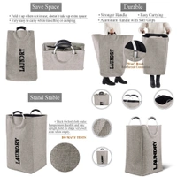 Luxe Home International Laundry Basket for Clothes Foldable, Waterproof Premium Bamboo Laundry Hamper Perfect for Bathroom, Bedroom, Kitchen (Beige) - 30x40x65 cm, Beige