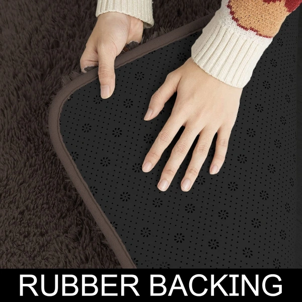 Luxe Home International LuxeHome Carpets Marino Fur 2000 GSM Thick Foot Mat Anti Skid Non Slip Spill Absorbent Washable and Quick Dry Rugs for Home Bedroom (6x9 Ft, Chocolate, Pack of 1) - 6X9, Chocolate