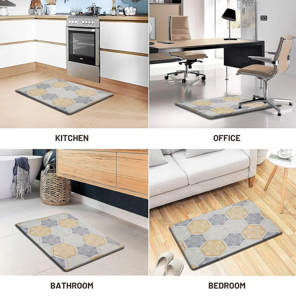 Luxe Home International Anti-Fatigue Kitchen Mat Non-Slip Cushioned Comfort Mat - Geometric Pattern Standing Desk Mat - Waterproof and Easy to Clean for Home and Office - 51x99 cm, Honeycomb