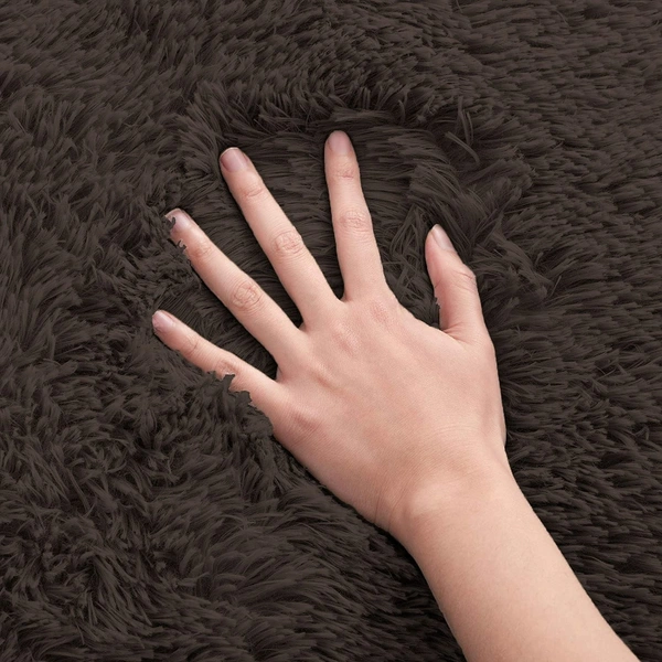 Luxe Home International LuxeHome Carpets Marino Fur 2000 GSM Thick Foot Mat Anti Skid Non Slip Spill Absorbent Washable and Quick Dry Rugs for Home Bedroom (6x9 Ft, Chocolate, Pack of 1) - 6X9, Chocolate