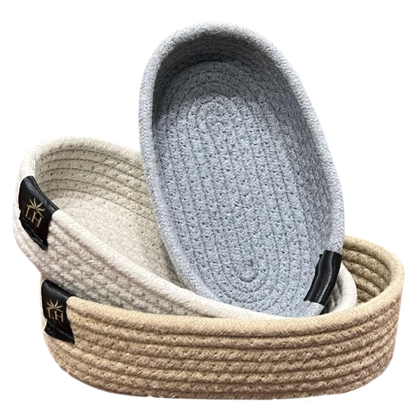 Luxe Home International 3-Piece Cotton Storage Basket Set-Multicolor, Eco-Friendly & Durable, Multipurpose Baskets for Laundry, Toys, Clothes, Home Organization and Decor