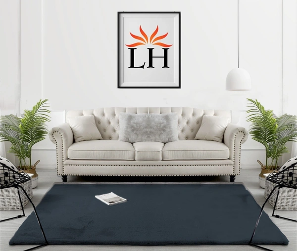 Luxe Home International Rabbit Fur Super Soft Non Slip Floor Carpets for Bedroom, Livingroom - 6X9, Anthra