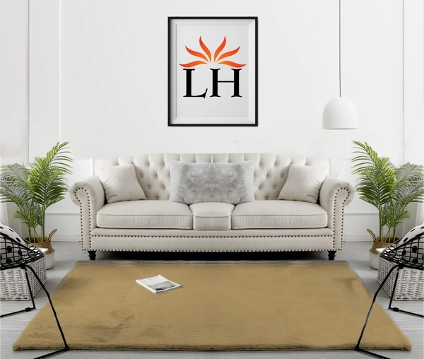 Luxe Home International Rabbit Fur Super Soft Non Slip Floor Carpets for Bedroom, Livingroom - 6X9, Anti Gold