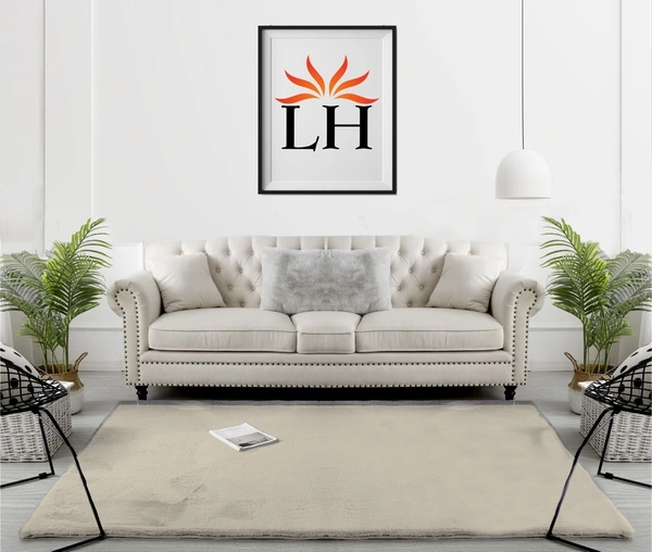 Luxe Home International Rabbit Fur Super Soft Non Slip Floor Carpets for Bedroom, Livingroom - 6X9, Beige