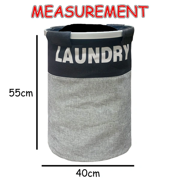 Luxe Home International Laundry Basket for Clothes Foldable, Waterproof Premium Aluminum Laundry Hamper Perfect for Bathroom, Bedroom, Kitchen (Round) Black - 40x40x55 Cm, Black