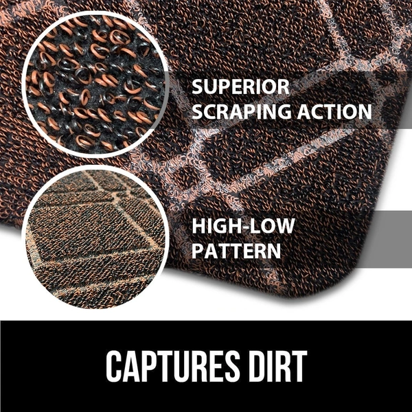 Luxe Home International Phuket PVC Loop Utility Anti-Fatigue Kitchen Mat Non-Slip Cushioned Comfort Mat - Plaid Pattern Standing Desk Mat - Waterproof and Easy to Clean for Home and Office - 40x60 cm, Brown