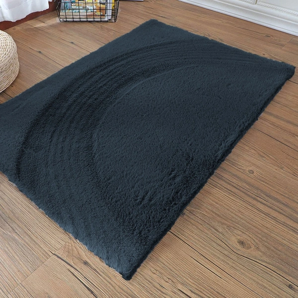 Luxe Home International Rabbit Fur Rectangular Mat Soft Anti Slip Skid Ruffle Mats For Bathroom Door 60X90 Cm (Anthra) Pc 1 - 60x90 cm, Anthra