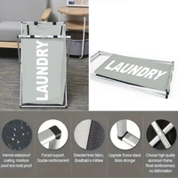 Luxe Home International Laundry Basket for Clothes Foldable, Waterproof Premium Aluminum Laundry Hamper Perfect for Bathroom, Bedroom, Kitchen (Rectangle) Grey - 30X35X50CM, Silver