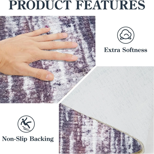 Luxe Home International Runner Design Area Rugs - 2x5 Non-Slip, Abstract Runner for Kitchen, Living Room, Bedroom, Dining Room, Entryway - 2x5 Ft, Brown