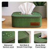 Luxe Home International Bamboo Napkin Box Tissue Holder Organizer for Table, Home, Office, Restaurent, Car | Eco-Friendly | Handcrafted | Decorative Box (Green, 24x14x9 cm) - 24x14x9 cm, Green