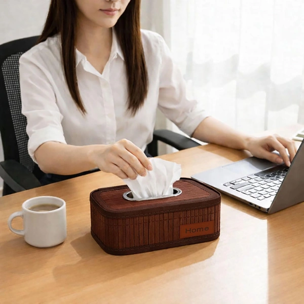 Luxe Home International Bamboo Napkin Box Tissue Holder Organizer for Table, Home, Office, Restaurent, Car | Eco-Friendly | Handcrafted | Decorative Box (Brown, 24x14x9 cm) - 24x14x9 cm, Brown