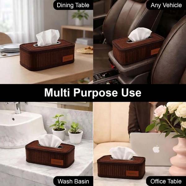Luxe Home International Bamboo Napkin Box Tissue Holder Organizer for Table, Home, Office, Restaurent, Car | Eco-Friendly | Handcrafted | Decorative Box (Brown, 24x14x9 cm) - 24x14x9 cm, Brown