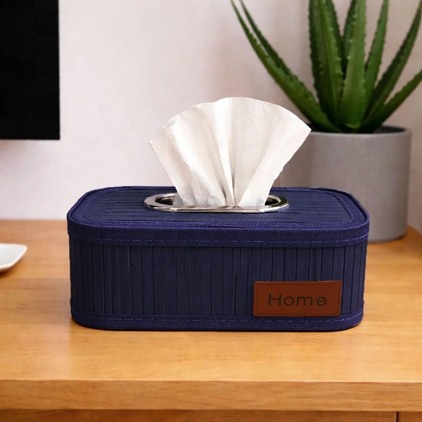 Luxe Home International Bamboo Napkin Box Tissue Holder Organizer for Table, Home, Office, Restaurent, Car | Eco-Friendly | Handcrafted | Decorative Box (Blue, 24x14x9 cm) - 24x14x9 cm, Blue