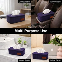 Luxe Home International Bamboo Napkin Box Tissue Holder Organizer for Table, Home, Office, Restaurent, Car | Eco-Friendly | Handcrafted | Decorative Box (Blue, 24x14x9 cm) - 24x14x9 cm, Blue