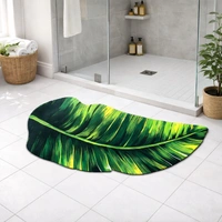 Luxe Home International Bath Mat 3D Leaf Shaped Design, Soft, Anti Slip Skid, Floor Mat for Bathroom, Bedroom, Living Room, Balcony (Green, 43x87 cm) - 43x87 cm, Green Leaf