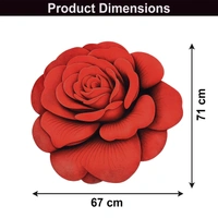 Luxe Home International Bath Mat 3D Rose Flower Shaped Floral Design, Soft, Anti Slip Skid, Floor Mat for Bathroom, Bedroom, Living Room, Balcony (Red, 67x71 cm) - 67x71 cm, Red Rose