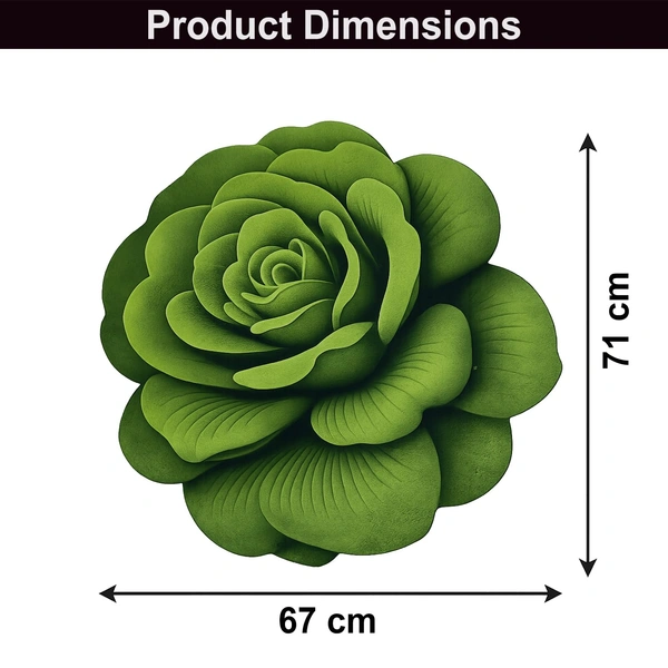 Luxe Home International Bath Mat 3D Rose Flower Shaped Floral Design, Soft, Anti Slip Skid, Floor Mat for Bathroom, Bedroom, Living Room, Balcony (Green, 67x71 cm) - 67x71 cm, Green Rose
