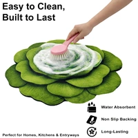 Luxe Home International Bath Mat 3D Rose Flower Shaped Floral Design, Soft, Anti Slip Skid, Floor Mat for Bathroom, Bedroom, Living Room, Balcony (Green, 67x71 cm) - 67x71 cm, Green Rose