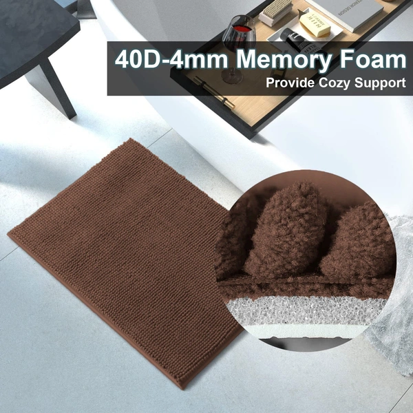 Luxe Home International Luxe Home Chenille Bathmat ( 37x56 cm ) Bathroom mat - Coffee I Soft, Non Slip, Washable | Bath Mat for Home or Bedroom Floor Mat - 37x56 cm, Coffee