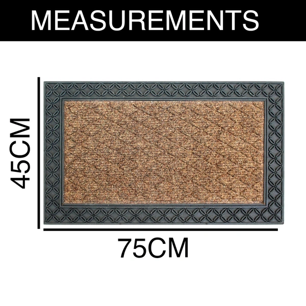 Luxe Home International Rectangular Door Mats For Home Natural Coir Mat Solid Waterproof Low Profile Entrance Rug With Anti-Slip Rubber Backing For Indoor And Outdoor Use (45Cm X 75Cm, Brown, Pc 1) - 45x75 cm, Brown