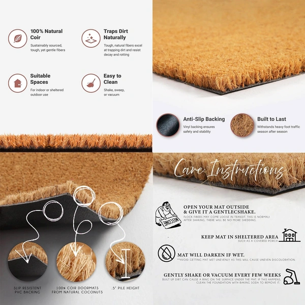 Luxe Home International Welcome Printed Design Coir Doormat for Entrance (71 x 45 cm ) - 71x 45 Cm, Black