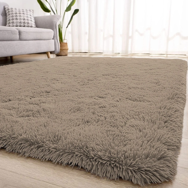 Luxe Home International Carpets, Marino Fur 2000 GSM Thick FootMat, Antiskid Nonslip, Spill Absorbent, Washable and Quick Dry Rugs for Home Bedroom Hall Livingroom Floor Mat 6x9 Ft (Taupe Pack of 1) - 6X9, Taupe