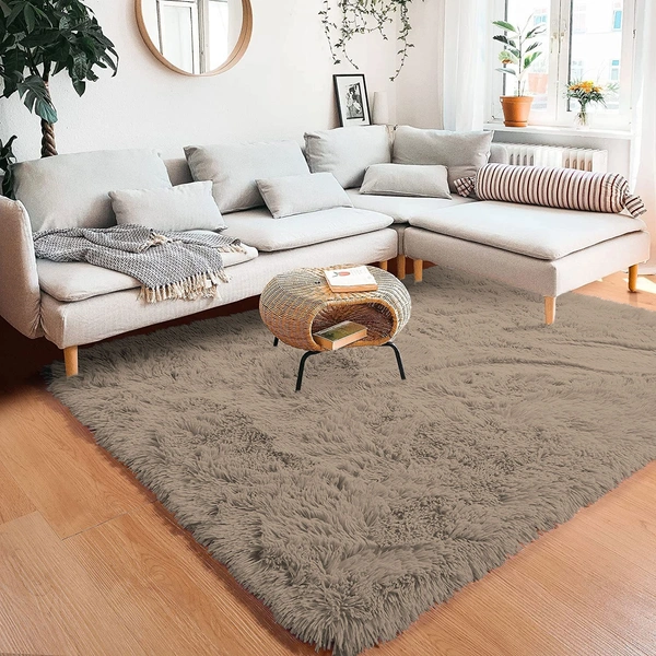 Luxe Home International Carpets, Marino Fur 2000 GSM Thick FootMat, Antiskid Nonslip, Spill Absorbent, Washable and Quick Dry Rugs for Home Bedroom Hall Livingroom Floor Mat 6x9 Ft (Taupe Pack of 1) - 6X9, Taupe