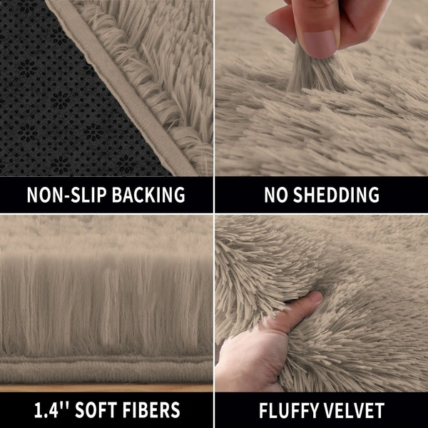 Luxe Home International Carpets, Marino Fur 2000 GSM Thick FootMat, Antiskid Nonslip, Spill Absorbent, Washable and Quick Dry Rugs for Home Bedroom Hall Livingroom Floor Mat 6x9 Ft (Taupe Pack of 1) - 6X9, Taupe