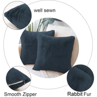 Luxe Home International Cushion Cover 16 inch x 16 inch Duble Side Rabbit Fur Covers Set of 2 for Sofa, Bedroom, livingroom - 16"x16", Anthra