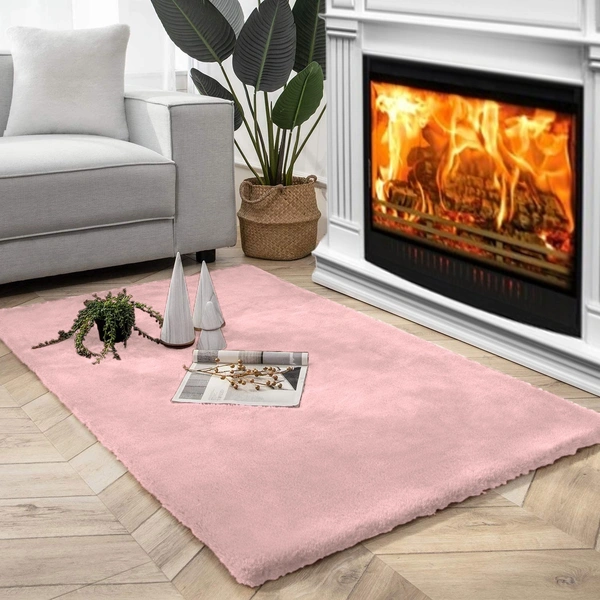 Luxe Home International Rectangular Carpet Super Soft Anti Skid Rabbit Fur (1000 Gsm) Bathroom Mats For Bedroom, Door, Kitchen Floor (3 X 5 Ft, Peach) Pack Of 1 - 3x5 Ft, Peach