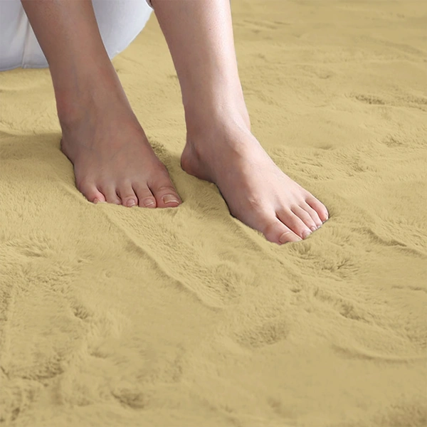 Luxe Home International Ruffle Floor Rug Rabbit Fur 1000 Gsm Living Room Foot Mats Anti Skid Water Absorbent Easy Machine Washable Rectangular Rug For Bedroom|Floor|3 X 5 Ft|Gold|Pack Of 1 - 3x5 Ft, Gold