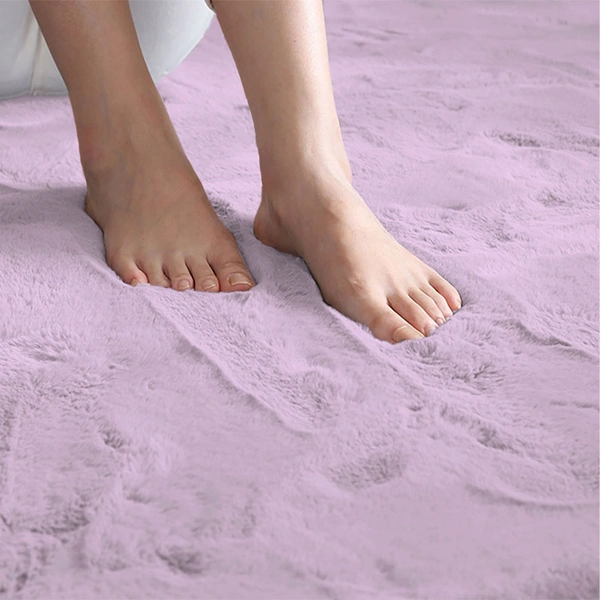 Luxe Home International Rectangular Carpet Super Soft Anti Skid Rabbit Fur (1000 Gsm) Bathroom Mats For Bedroom, Door, Kitchen Floor (3 X 5 Ft, Lilac) Pack Of 1 - 3x5 Ft, Lilca