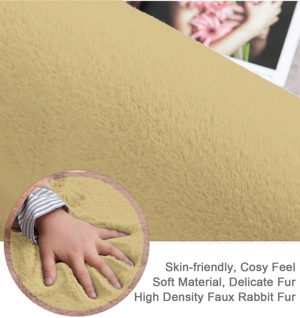 Luxe Home International Ruffle Bath Mat Rabbit Fur 1000 Gsm Bathroom Door Rectangular Foot Mats Anti Skid Water Absorbent Easy Machine Washable Rug For Entrance|Kitchen Floor|45X75 Cm|Gold|Pack Of 1 - 45x75 cm, Gold