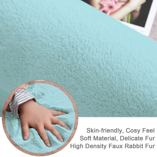 Luxe Home International Carpet Super Soft Anti Skid Rabbit Fur(1000 Gsm)Bathroom Rectangular Mats For Bedroom,Door,Kitchen Floor(3 X 5 Ft,Turquish)Pack Of 1,Turquoise - 3x5 Ft, Turquish