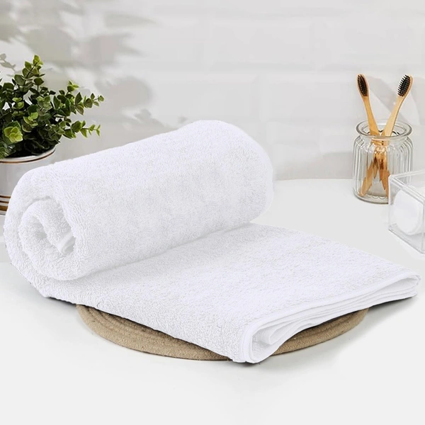 Luxe Home Bamboo White Bath Towel  450 GSM, Ultra Soft & Absorbent, 70x140 cm, Quick Dry Cotton, Large Bath Towel for Men
